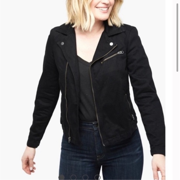 NWT Able Imelda Black Moto Jean Jacket Size Small - Picture 1 of 5